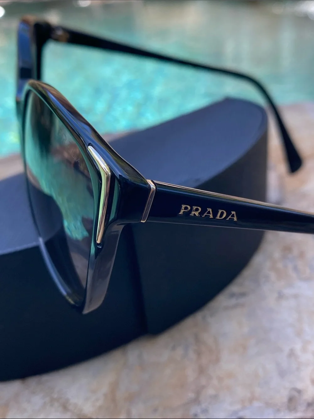 Authentic Prada Black Butterfly Frame Sunglasses with Dark Lenses SPR01O 1AB-3M1
